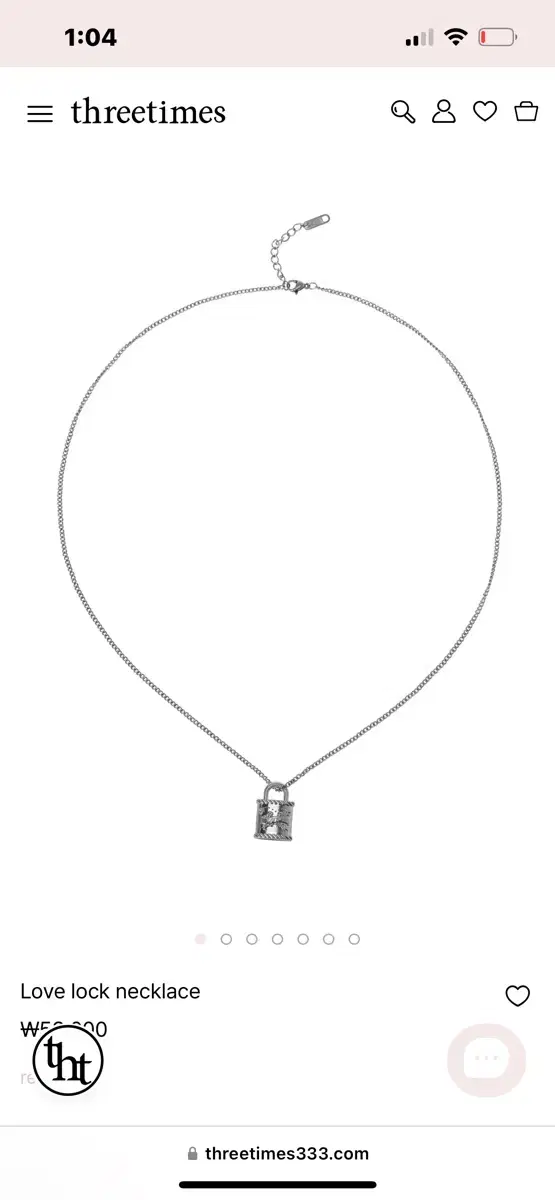 쓰리타임즈 목걸이 love lock necklace 새상품